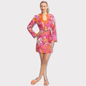 Trina Turk Dress Bonita Pink & Orange Mod Print Size 6 Excellent Condition